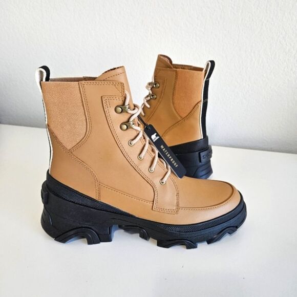 NWT Sorel | Brex Lug Leather Lace Up Waterproof Brown Boot, Women's 9 - Picture 1 of 11